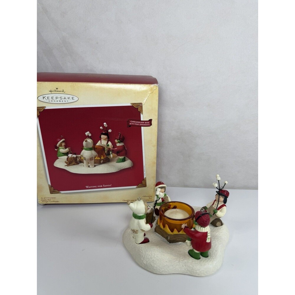 Hallmark Keepsake Ornament Waiting For Santa! Candle Holder w 4 ornaments 2003